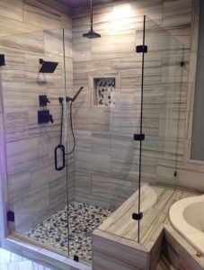 Shower stall with glass walls